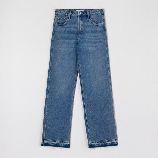 Sinsay - Jeansy straight mid waist - Niebieski Sinsay 34 Sinsay