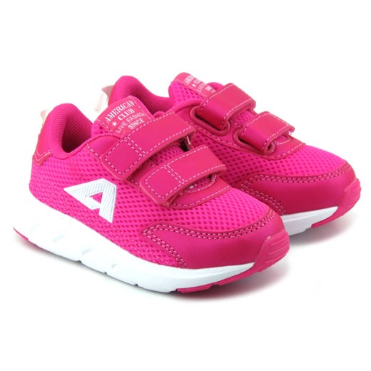 Buty sportowe dziecięce różowe American Club na rzepy z tkaniny 
