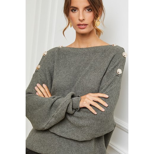 Sweter "Cornella" w kolorze oliwkowym So Cachemire M okazyjna cena Limango Polska