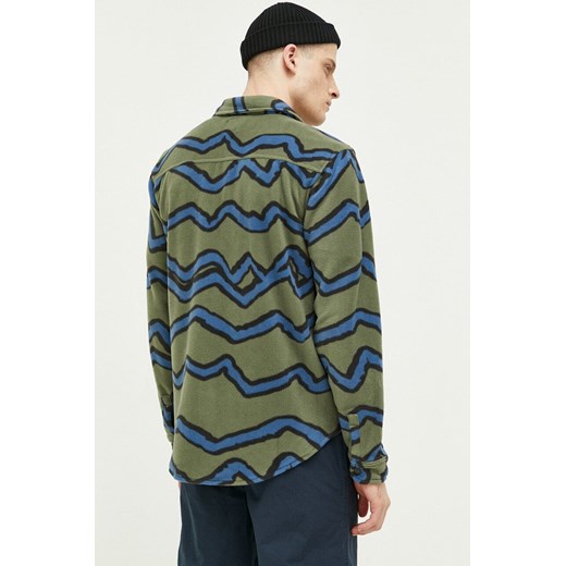 Billabong koszula polarowa kolor zielony regular z kołnierzykiem klasycznym Billabong XL ANSWEAR.com