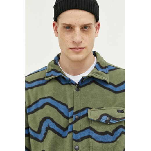 Billabong koszula polarowa kolor zielony regular z kołnierzykiem klasycznym Billabong XL ANSWEAR.com