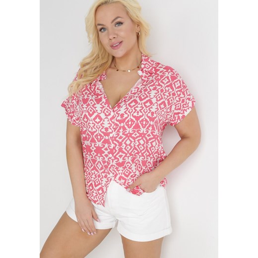 Różowa Koszula z Fantazyjnym Printem Fiazza ze sklepu Born2be Odzież w kategorii Koszule damskie - zdjęcie 154418221