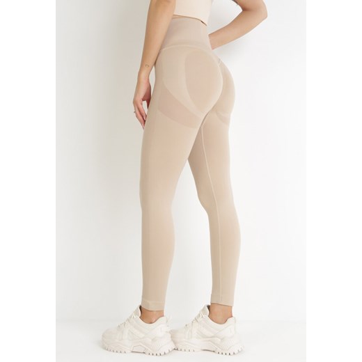Beżowe Legginsy z Efektem Push Up Divasi M promocja Born2be Odzież