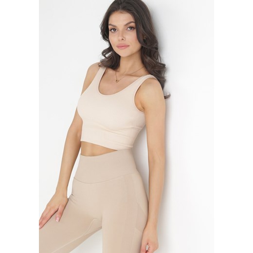Beżowe Legginsy z Efektem Push Up Divasi XS promocja Born2be Odzież