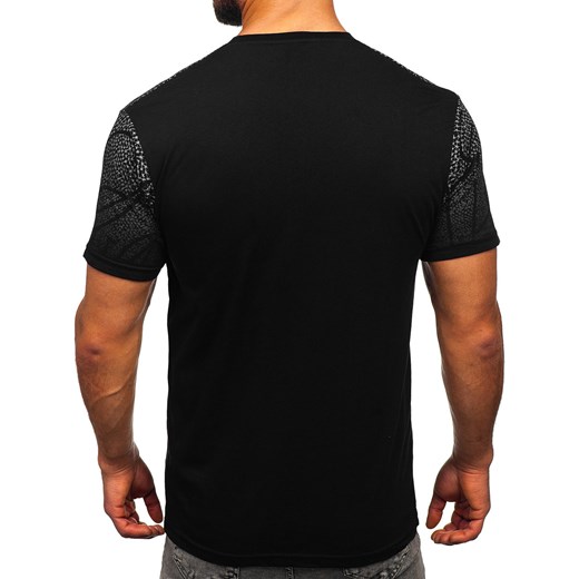 Czarny bawełniany t-shirt męski z nadrukiem Denley 14710 M okazja Denley
