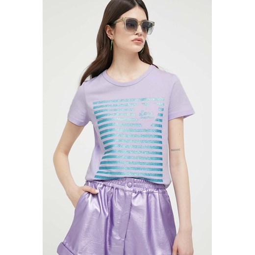 Love Moschino t-shirt damski kolor fioletowy ze sklepu ANSWEAR.com w kategorii Bluzki damskie - zdjęcie 154424692