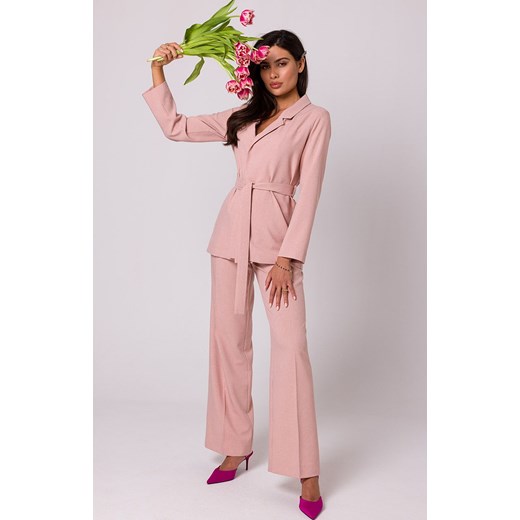 Spodnie z ozdobnymi guzikami w kolorze różowym B252, Kolor różowy, Rozmiar L, BE ze sklepu Primodo w kategorii Spodnie damskie - zdjęcie 154429713