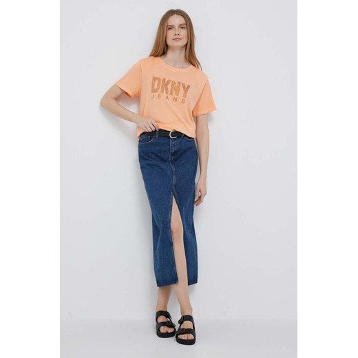 Dkny t-shirt damski kolor pomarańczowy S ANSWEAR.com