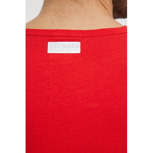 Bikkembergs t-shirt plażowy bawełniany kolor czerwony z nadrukiem XL ANSWEAR.com