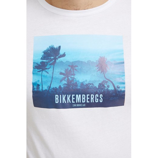 Bikkembergs t-shirt plażowy bawełniany kolor biały z nadrukiem S ANSWEAR.com
