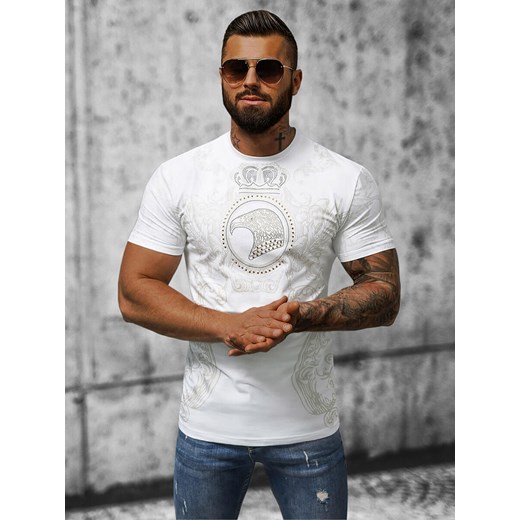 T-shirt męski slim fit biały OZONEE NB/MT3052 ze sklepu ozonee.pl w kategorii T-shirty męskie - zdjęcie 154446394