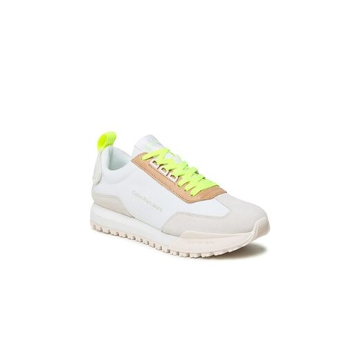 Calvin Klein Jeans Sneakersy Toothy Runner Laceup Fluo Contr YM0YM00672 Biały 45 MODIVO