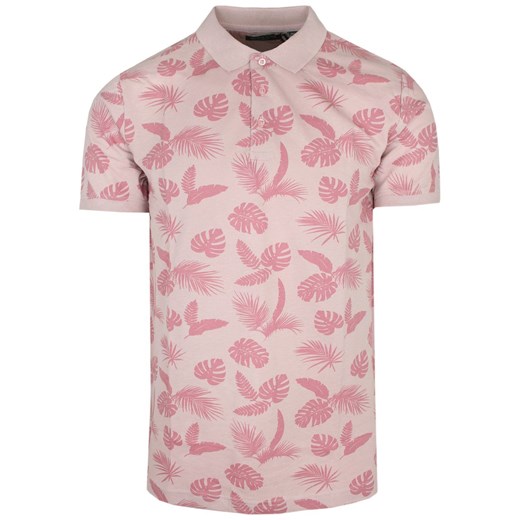 Bawełniana Koszulka Polo - Brave Soul - Różowa w Liście TSBRSSS23ARECAduskypink ze sklepu JegoSzafa.pl w kategorii T-shirty męskie - zdjęcie 154449101