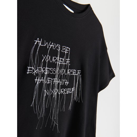 Bluzka damska Reserved czarna z okrągłym dekoltem dzianinowa młodzieżowa 