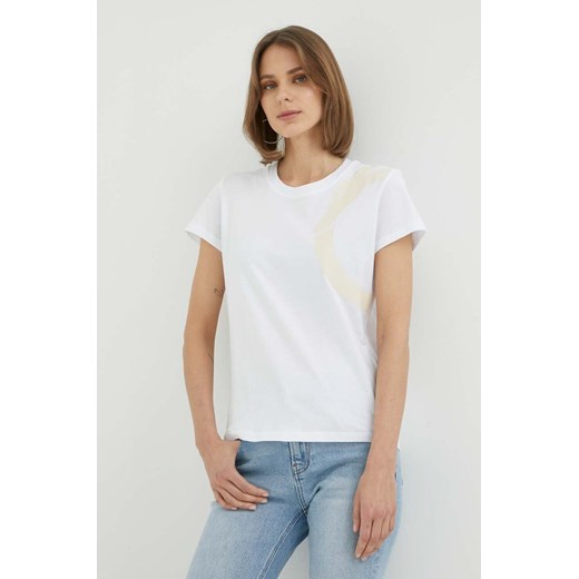 Trussardi t-shirt bawełniany kolor biały ze sklepu ANSWEAR.com w kategorii Bluzki damskie - zdjęcie 154465350