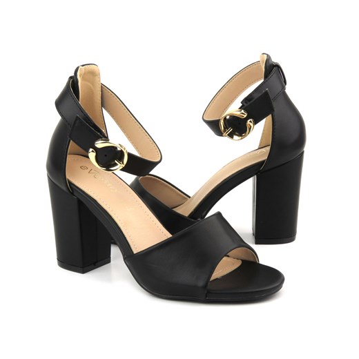 Eleganckie sandały damskie na słupku - Evento 23SD35-5578, czarne ze sklepu ulubioneobuwie w kategorii Sandały damskie - zdjęcie 154470002