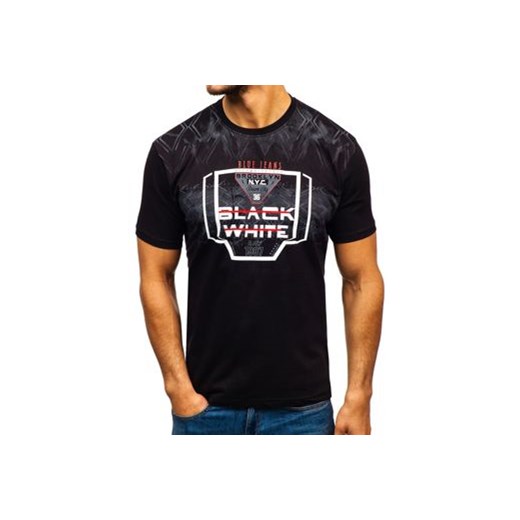 T-shirt męski z nadrukiem czarny Denley 14207 2XL Denley
