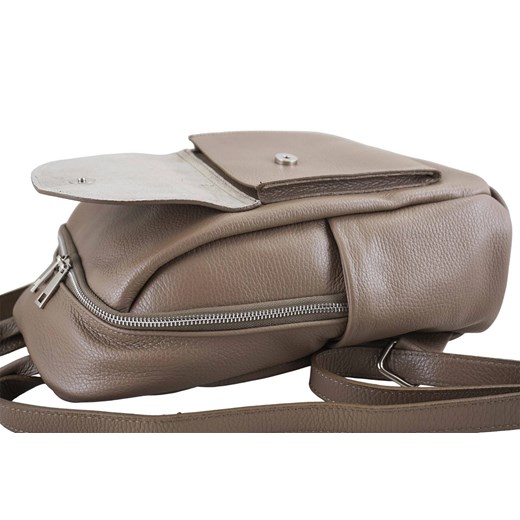 Skórzany damskie plecak miejski - Beżowy ciemny Barberini`s uniwersalny butyolivier