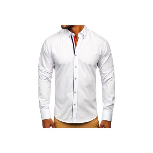 Koszula męska elegancka z długim rękawem biała Bolf 3713 L okazyjna cena Denley