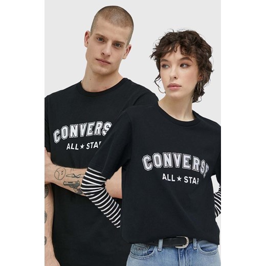 Converse t-shirt bawełniany kolor czarny z nadrukiem 10024566.A02-CONVERSEBL ze sklepu ANSWEAR.com w kategorii T-shirty męskie - zdjęcie 154493454