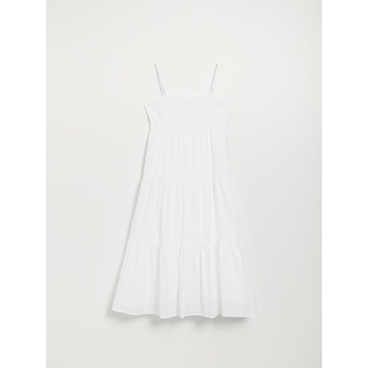 Bawełniana sukienka maxi na ramiączkach biała - Biały House M House