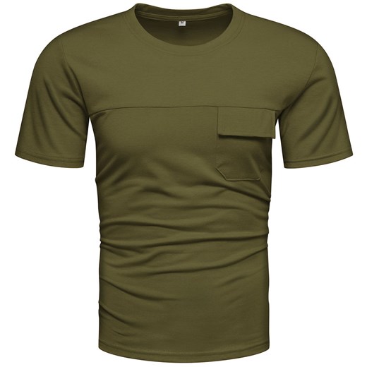 Koszulka męska zielona z kieszonką Recea ze sklepu Recea.pl w kategorii T-shirty męskie - zdjęcie 154500143