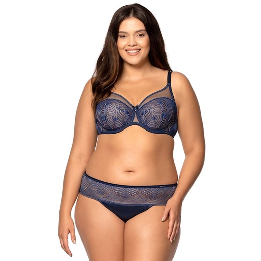 Biustonosz koronkowy Lorenza soft miękki plus size BO55, Kolor granatowy, Rozmiar 65E, Mefemi ze sklepu Intymna w kategorii Biustonosze - zdjęcie 154504942
