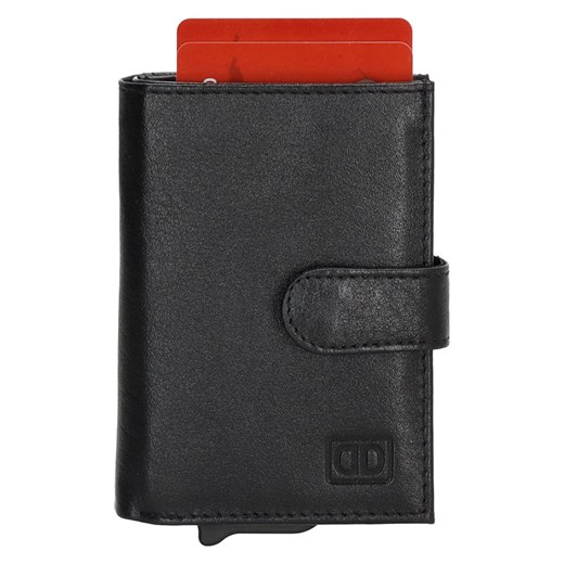 Skórzany portfel w kolorze czarnym - 7 x 10 x 1,4 cm Double-d onesize wyprzedaż Limango Polska