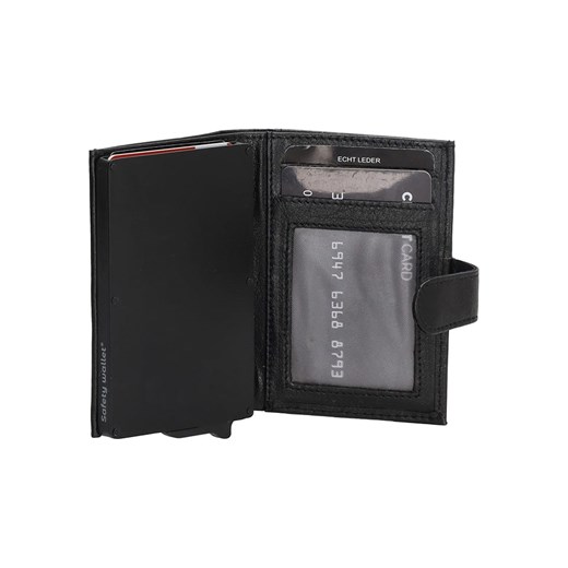 Skórzany portfel w kolorze czarnym - 7 x 10 x 1,4 cm Double-d onesize okazja Limango Polska