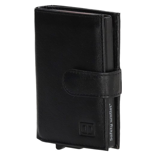 Skórzany portfel w kolorze czarnym - 7 x 10 x 1,4 cm Double-d onesize wyprzedaż Limango Polska