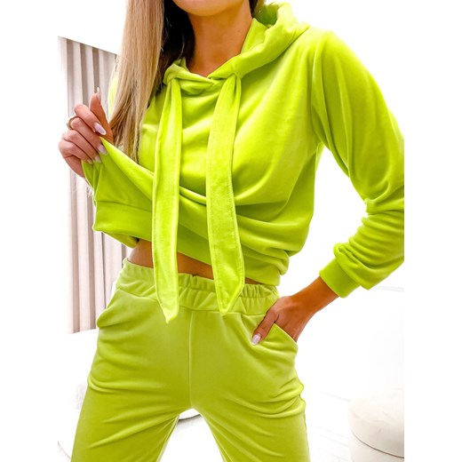 WELUROWY KOMPLET DRESOWY Z KAPTUREM- LIMONKOWY Olika L olika.com.pl