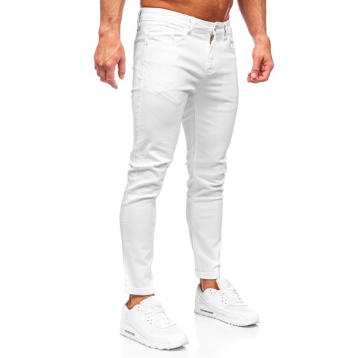 Białe spodnie jeansowe męskie skinny fit Denley KX1180 38/2XL promocja Denley