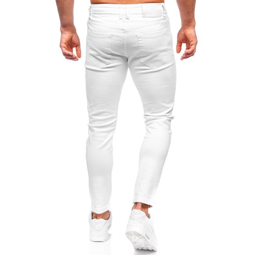Białe spodnie jeansowe męskie skinny fit Denley KX1180 37/2XL okazyjna cena Denley