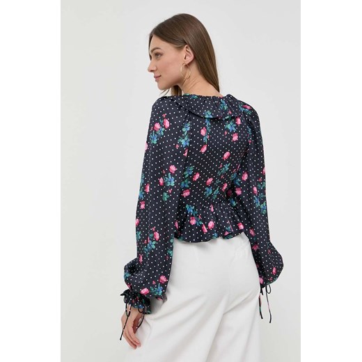 For Love & Lemons bluzka damska kolor granatowy wzorzysta For Love & Lemons M ANSWEAR.com