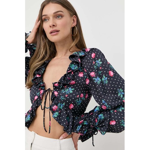 For Love & Lemons bluzka damska kolor granatowy wzorzysta For Love & Lemons M ANSWEAR.com