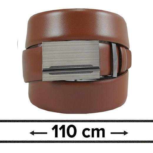 Pasek Brązowy do Spodni 110 cm, Automatyczna Klamra, Skórzany, Elegancki -VICTORIO PSVCTO030943rozm110 ze sklepu JegoSzafa.pl w kategorii Paski męskie - zdjęcie 154533774
