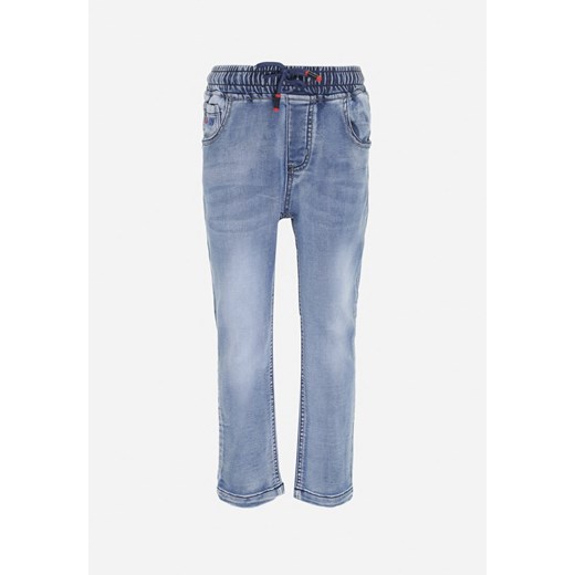 Niebieskie Jeansy z Gumką w Pasie i Ozdobnymi Przejaśnieniami Eulona ze sklepu Born2be Odzież w kategorii Spodnie chłopięce - zdjęcie 154537020