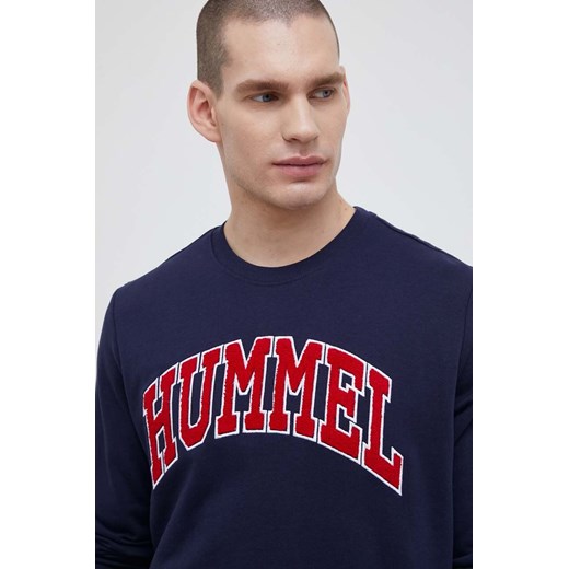 Hummel bluza bawełniana męska kolor granatowy z aplikacją ze sklepu ANSWEAR.com w kategorii Bluzy męskie - zdjęcie 154547933