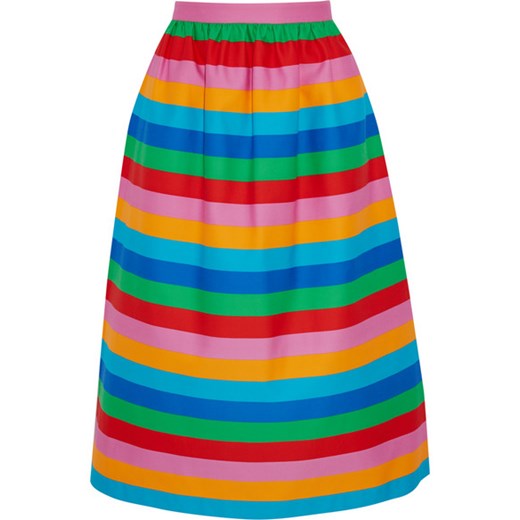 Striped cotton and silk-blend canvas skirt net-a-porter czerwony bawełna