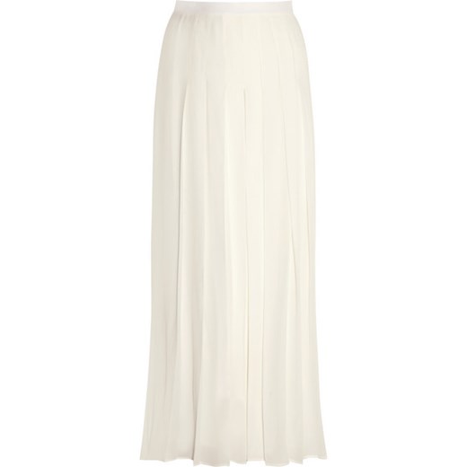 Pleated culottes in ivory silk crepe de chine