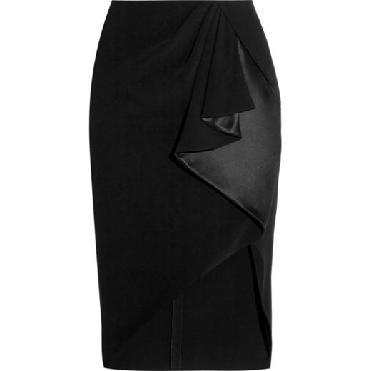 Ruffled crepe skirt net-a-porter czarny spódnica