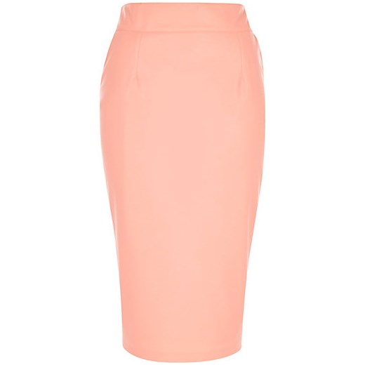 Coral pink leather-look pencil skirt river-island rozowy skóra