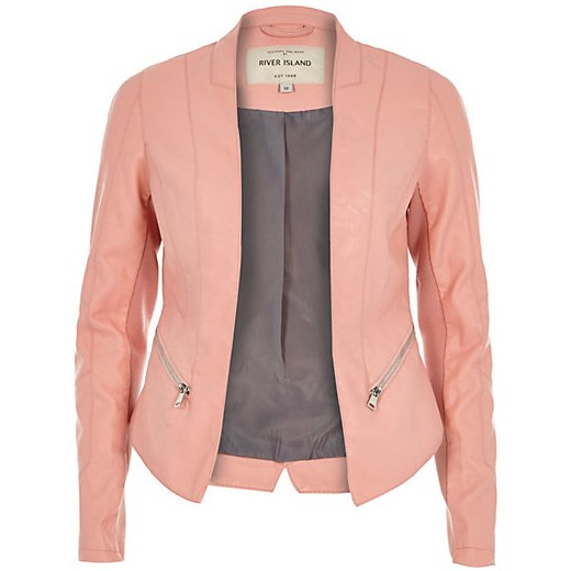 Pink leather-look fitted jacket river-island rozowy kurtki