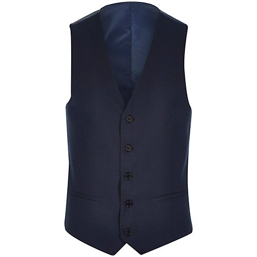 Blue tailored suit waistcoat river-island czarny 