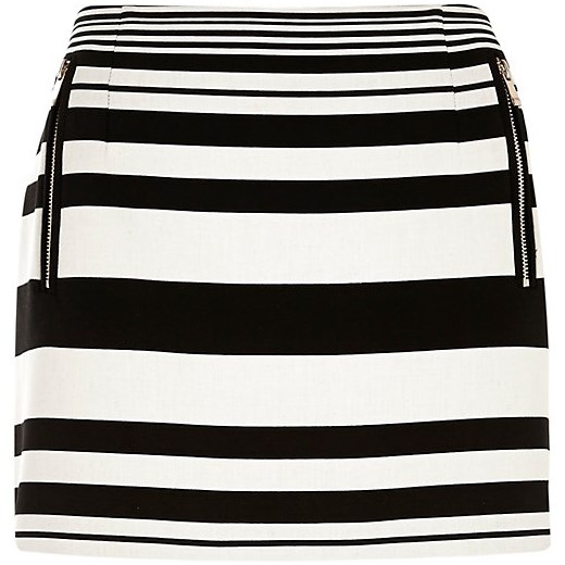 Black and white stripe zip pocket mini skirt river-island czarny mini