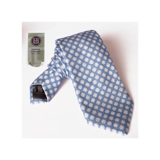 Elegancki jasnoniebieski krawat wełniany LACO w biały wzór eleganckipan-com-pl niebieski abstrakcyjne wzory