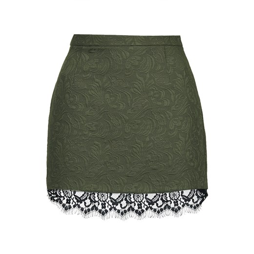 Textured Lace Hem Pelmet Skirt topshop szary spódnica