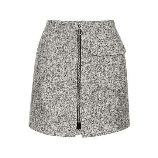 TALL Boucle Zip Front Skirt topshop szary spódnica
