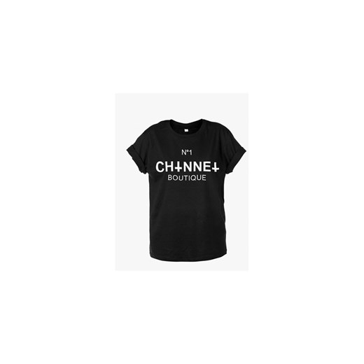 Channel, t-shirt z nadrukiem unisex vintageshop-pl czarny z zamkiem