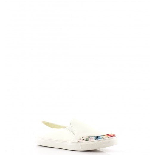 Białe Trampki White Slip On with Color Inset born2be-pl bialy ekologiczne